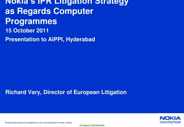 Nokia’s IPR Litigation Strategy as Regards Computer Programmes