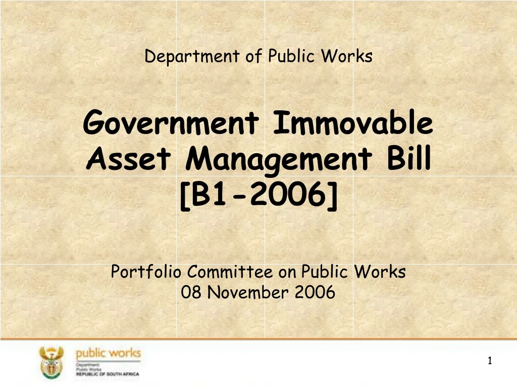 department of public works government immovable asset management bill b1 2006