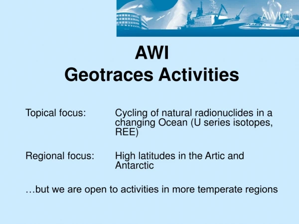 AWI Geotraces Activities