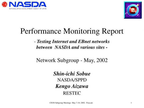 Performance Monitoring Report - Testing Internet and EBnet networks