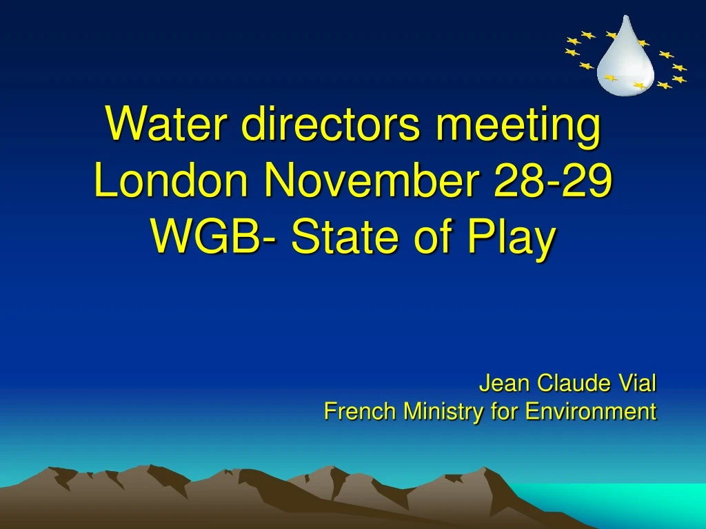 water directors meeting london november 28 29 wgb state of play