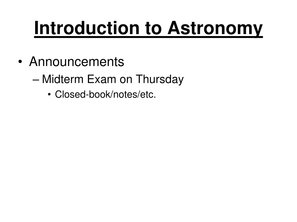 introduction to astronomy