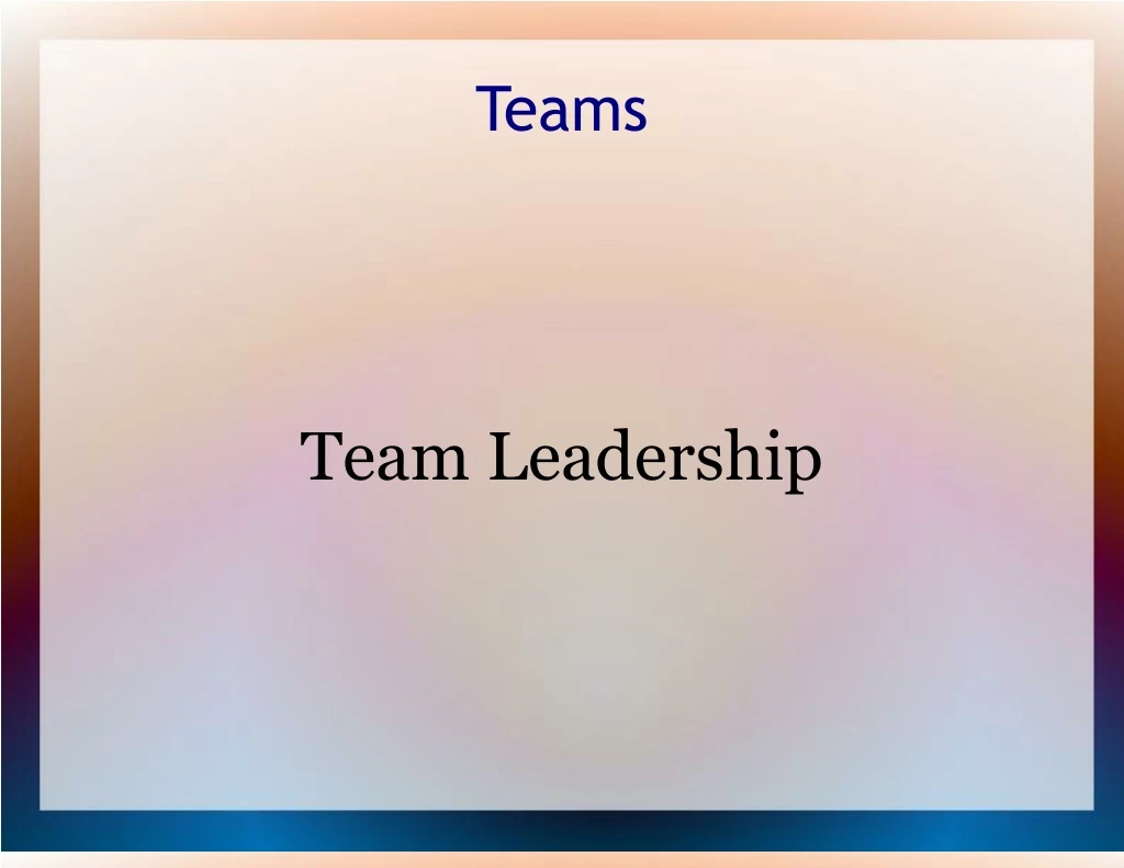 team leadership