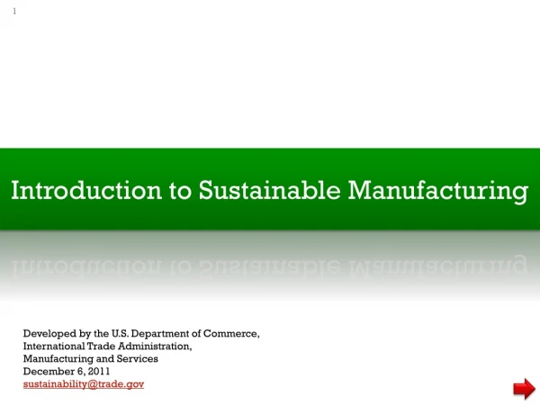 Introduction to Sustainable Manufacturing