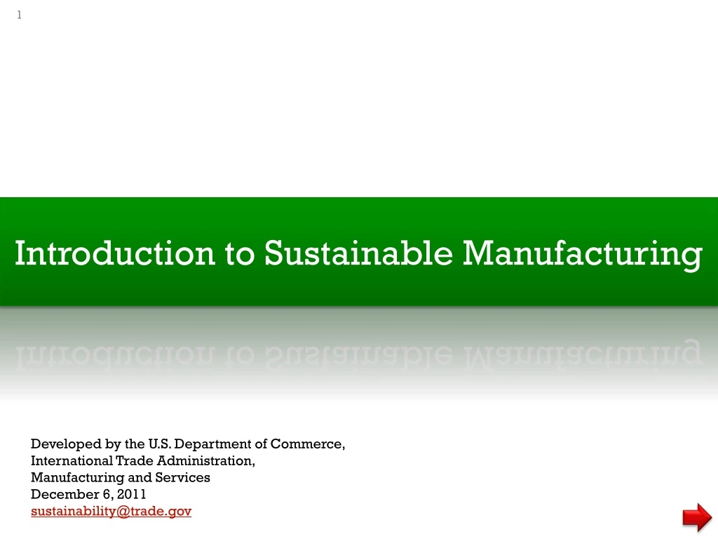 introduction to sustainable manufacturing