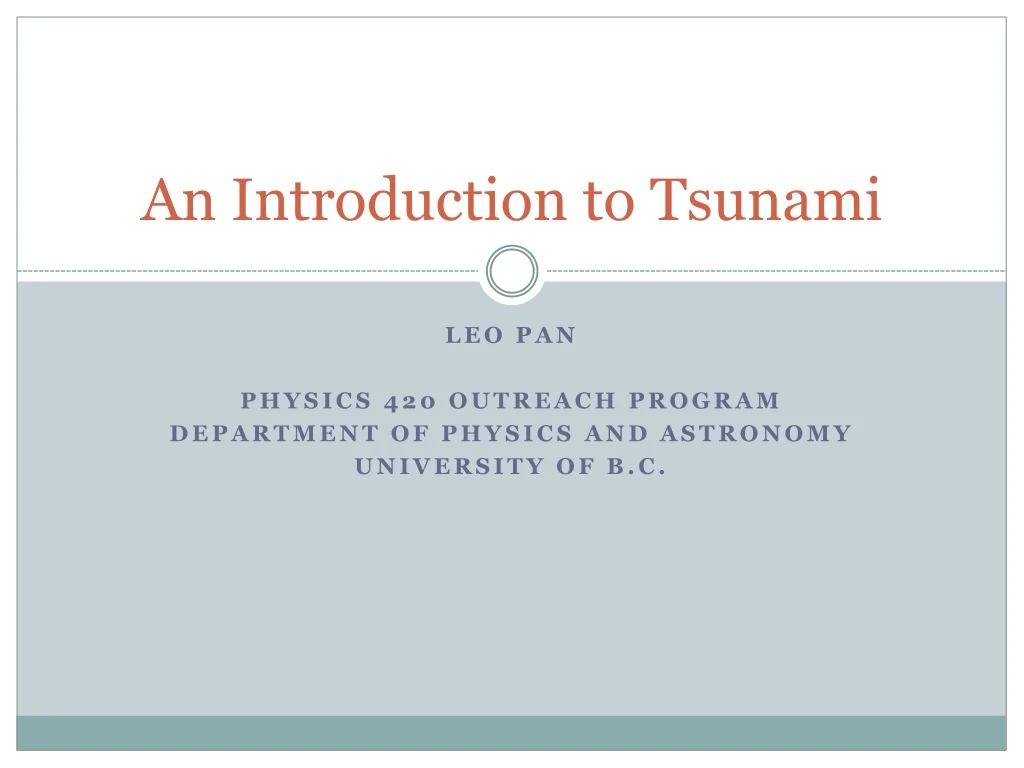 an introduction to tsunami