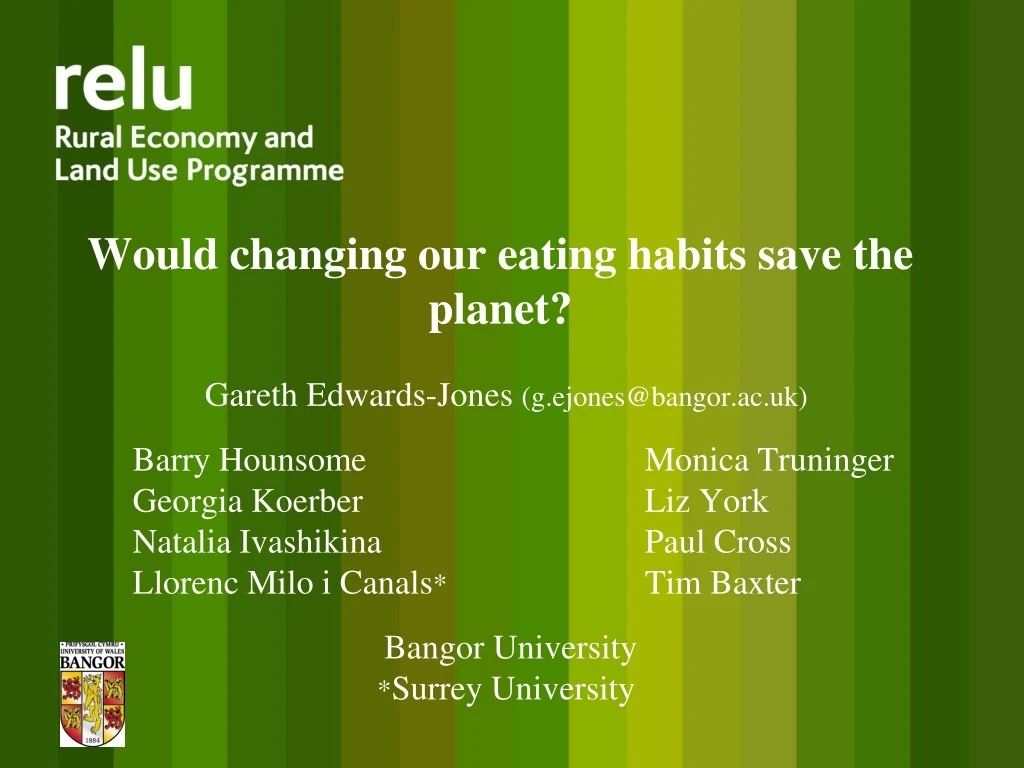 would changing our eating habits save the planet