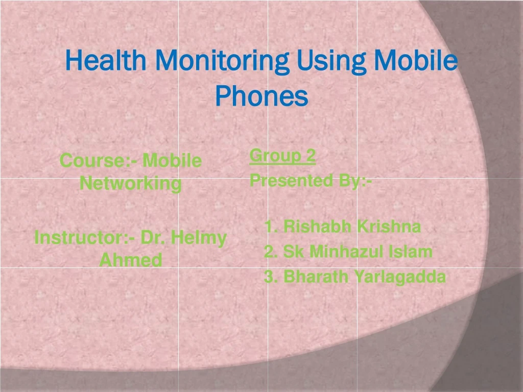 health monitoring using mobile phones