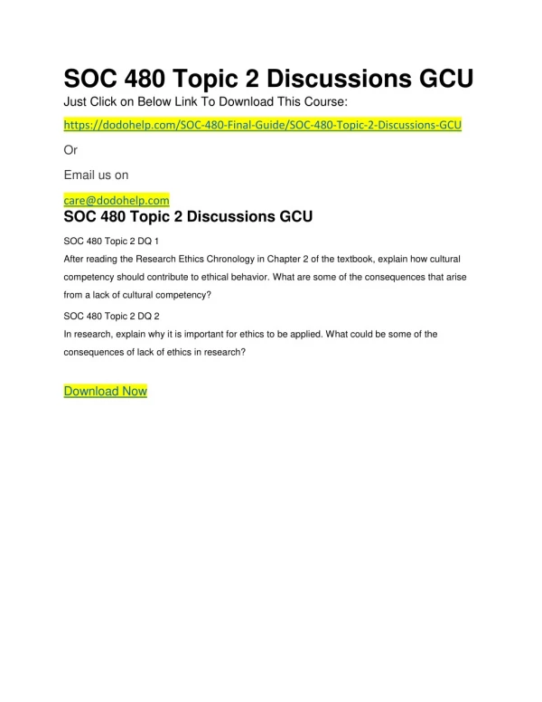 SOC 480 Topic 2 Discussions GCU