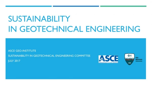 Sustainability in Geotechnical Engineering