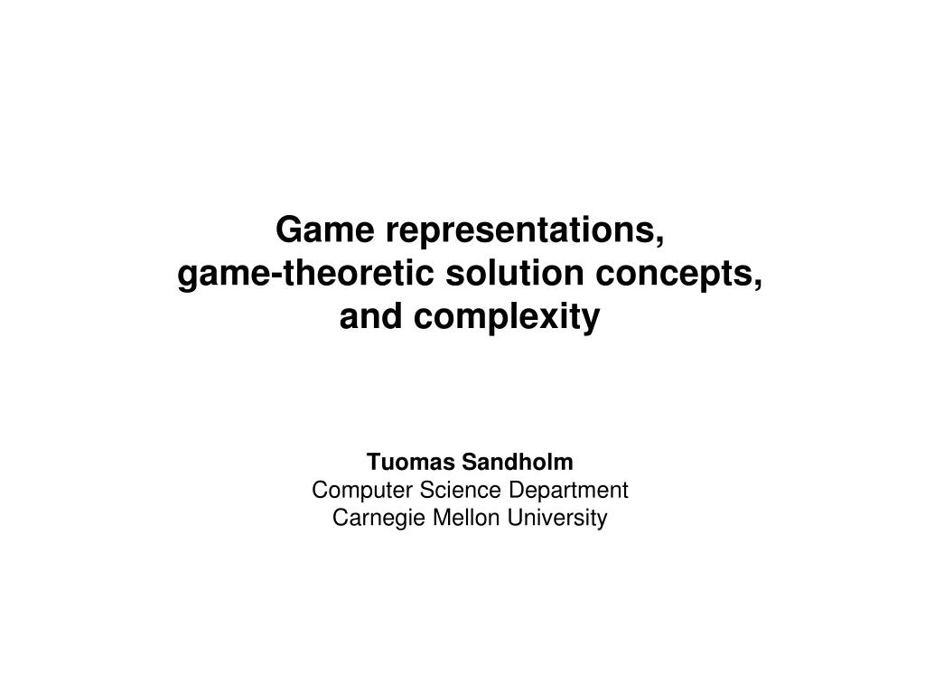 game representations game theoretic solution