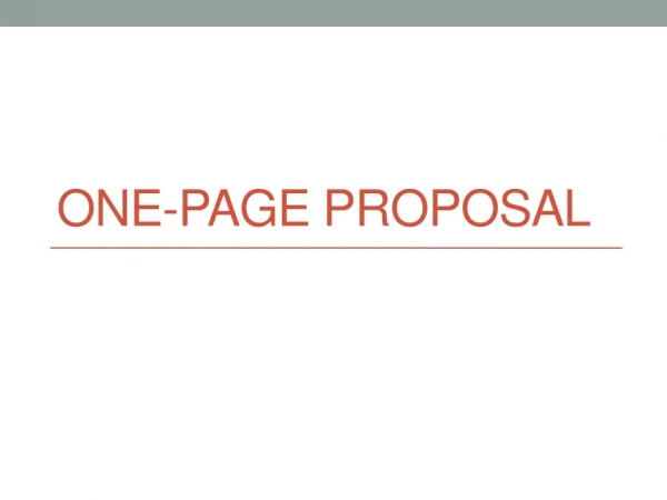 One-page proposal