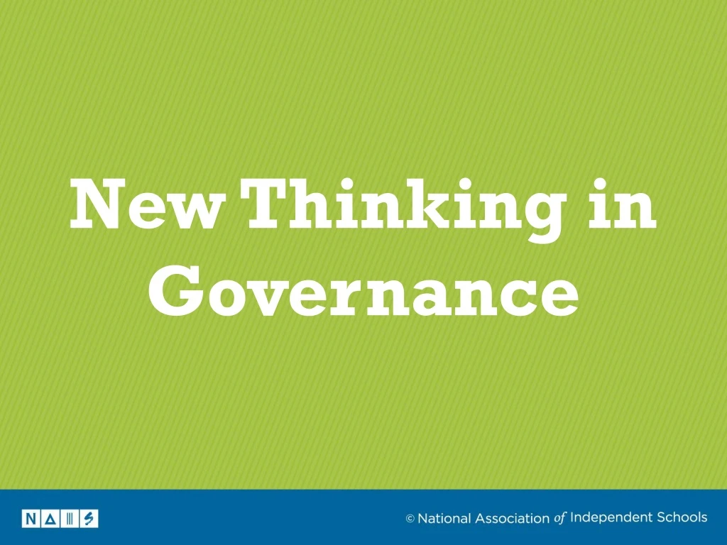 new thinking in governance