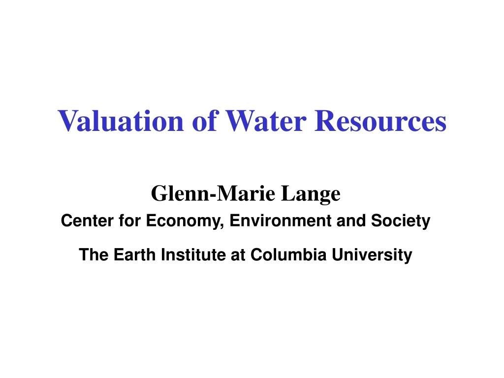 valuation of water resources