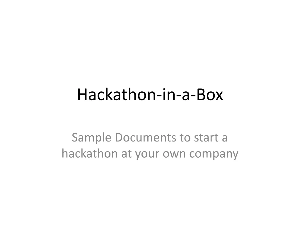 hackathon in a box