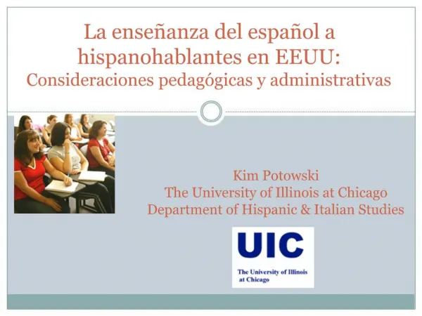 La ense anza del espa ol a hispanohablantes en EEUU: Consideraciones pedag gicas y administrativas