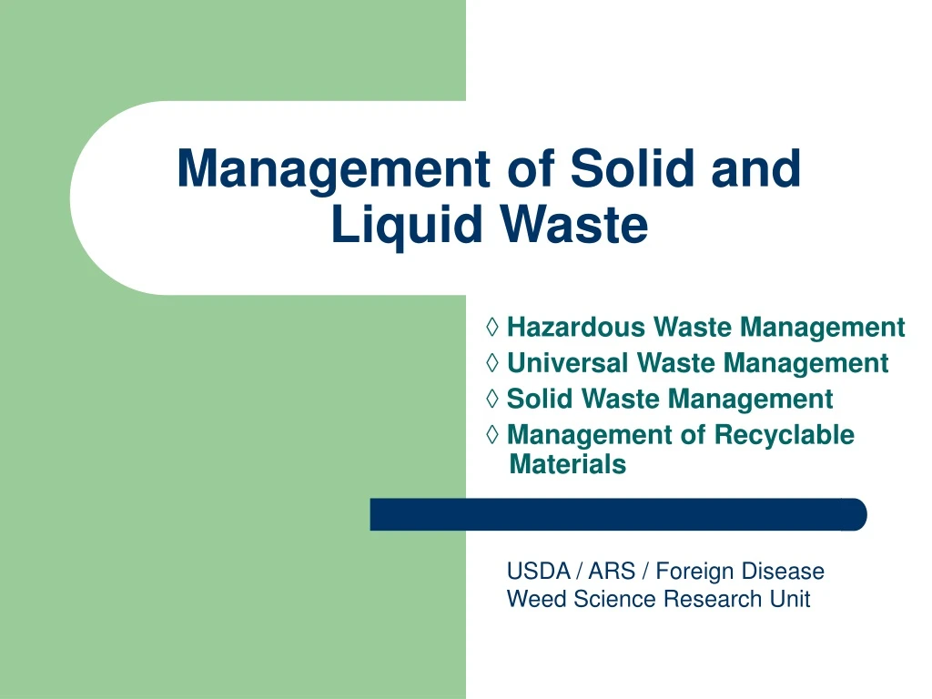 management of solid and liquid waste