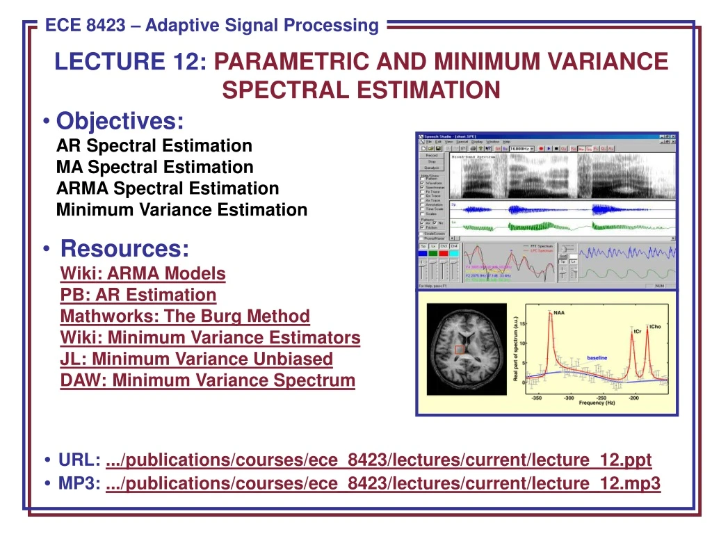 lecture 12 parametric and minimum variance