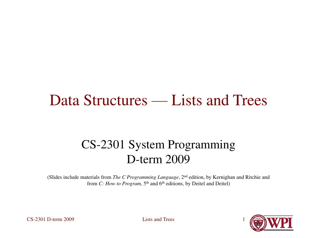 data structures lists and trees