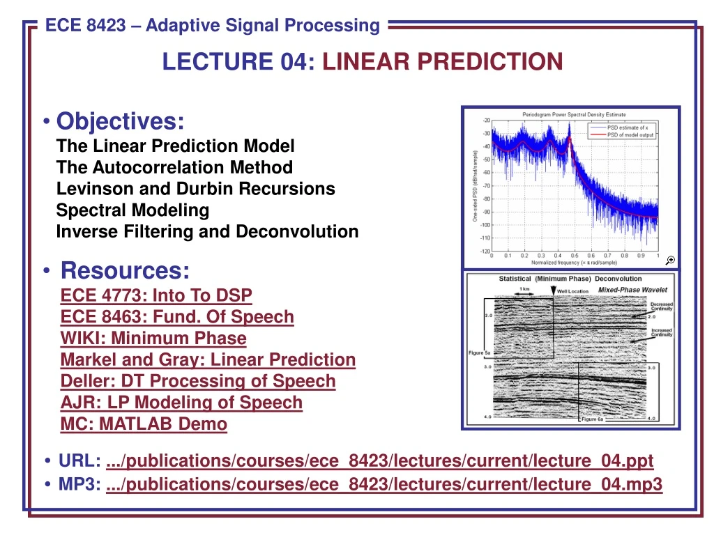 lecture 04 linear prediction