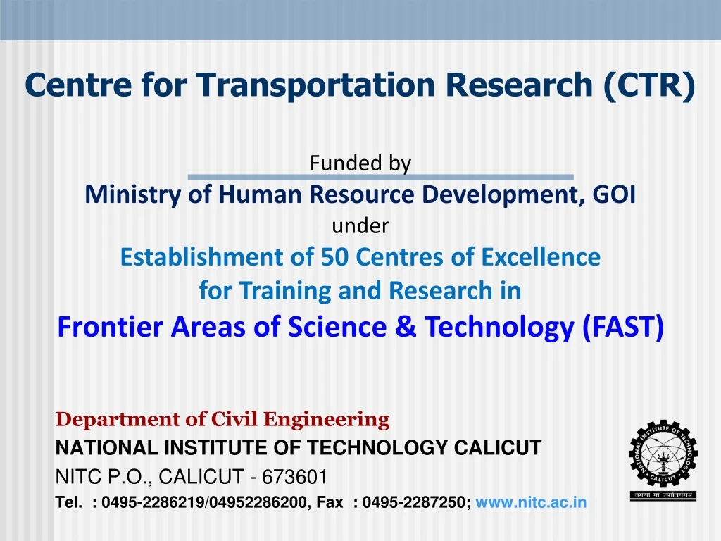centre for transportation research ctr