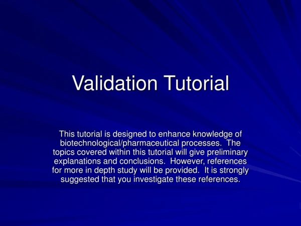 Validation Tutorial