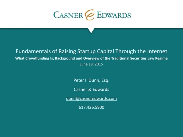 Fundamentals of Raising Startup Capital Through the Internet
