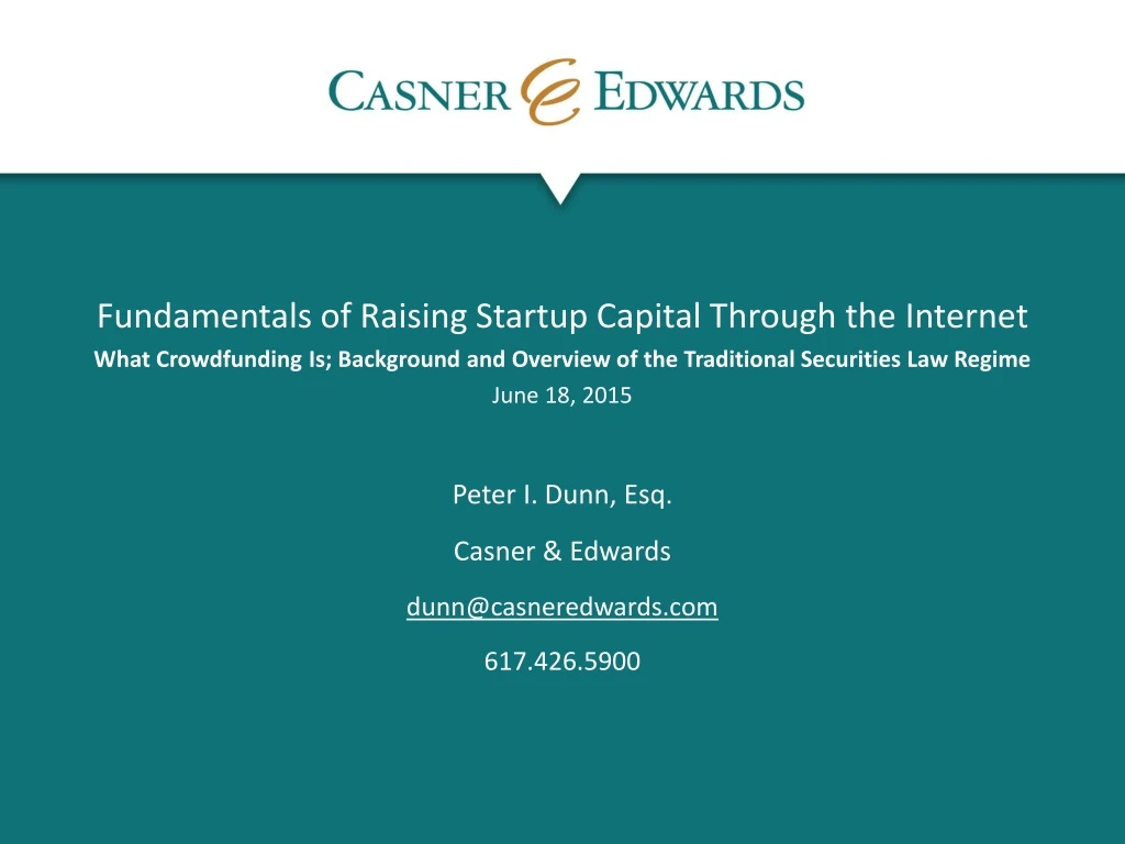 fundamentals of raising startup capital through