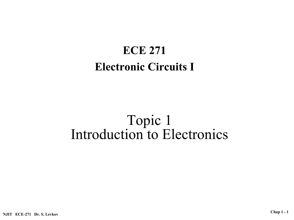 PPT - Introduction To Electronics PowerPoint Presentation, Free ...