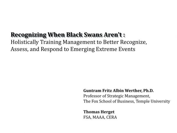 Recognizing When Black Swans Aren’t :