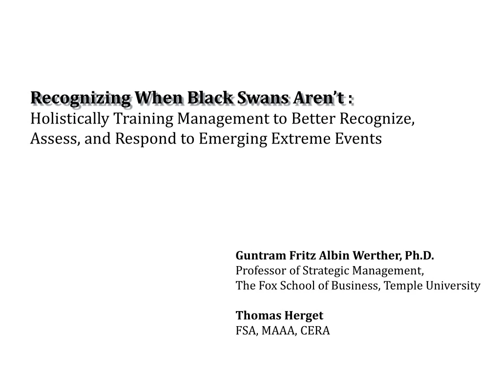 recognizing when black swans aren t holistically