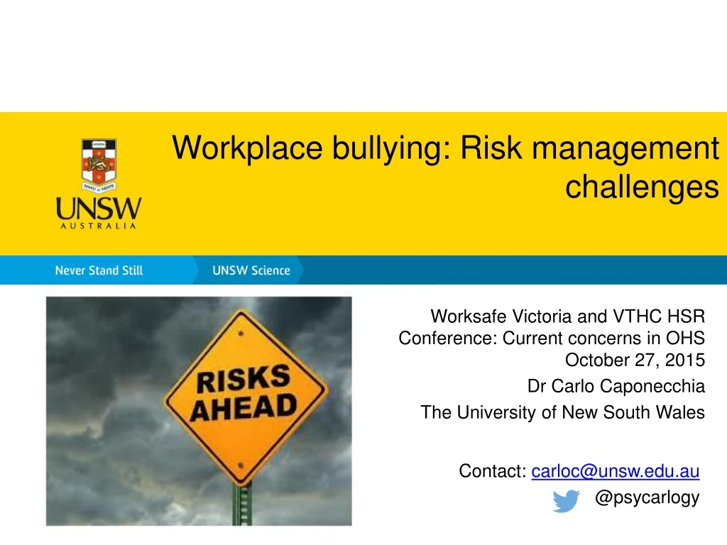 workplace bullying risk management challenges