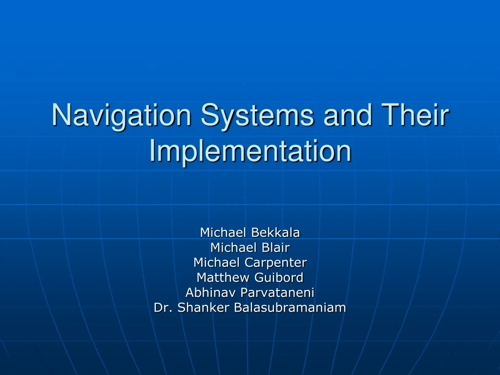 navigation systems and their implementation