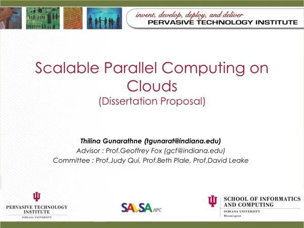 Scalable Parallel Computing on Clouds (Dissertation Proposal)