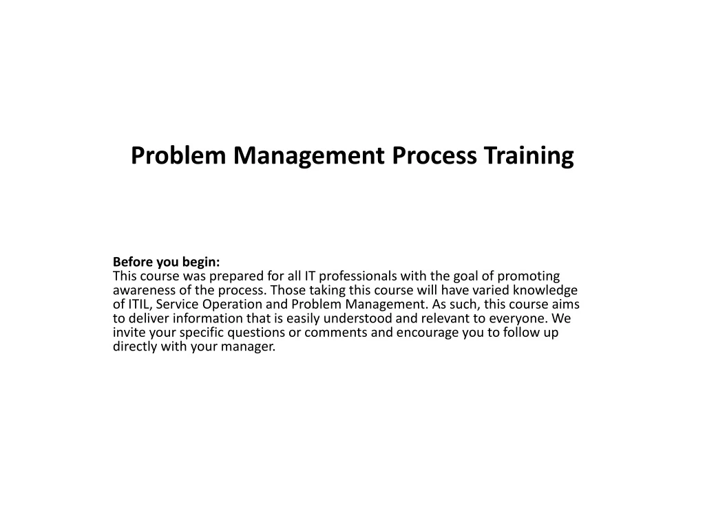problem management process training