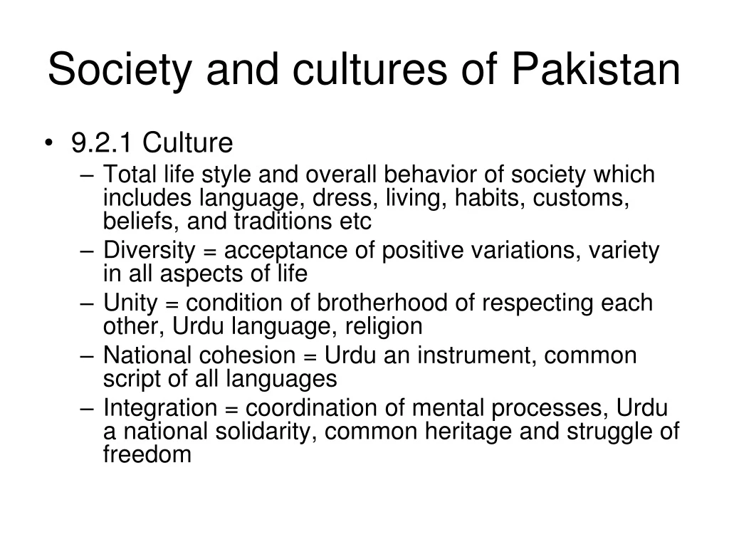 society and cultures of pakistan