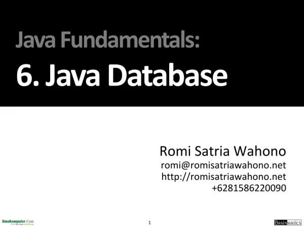 Java Fundamentals : 6. J ava Database