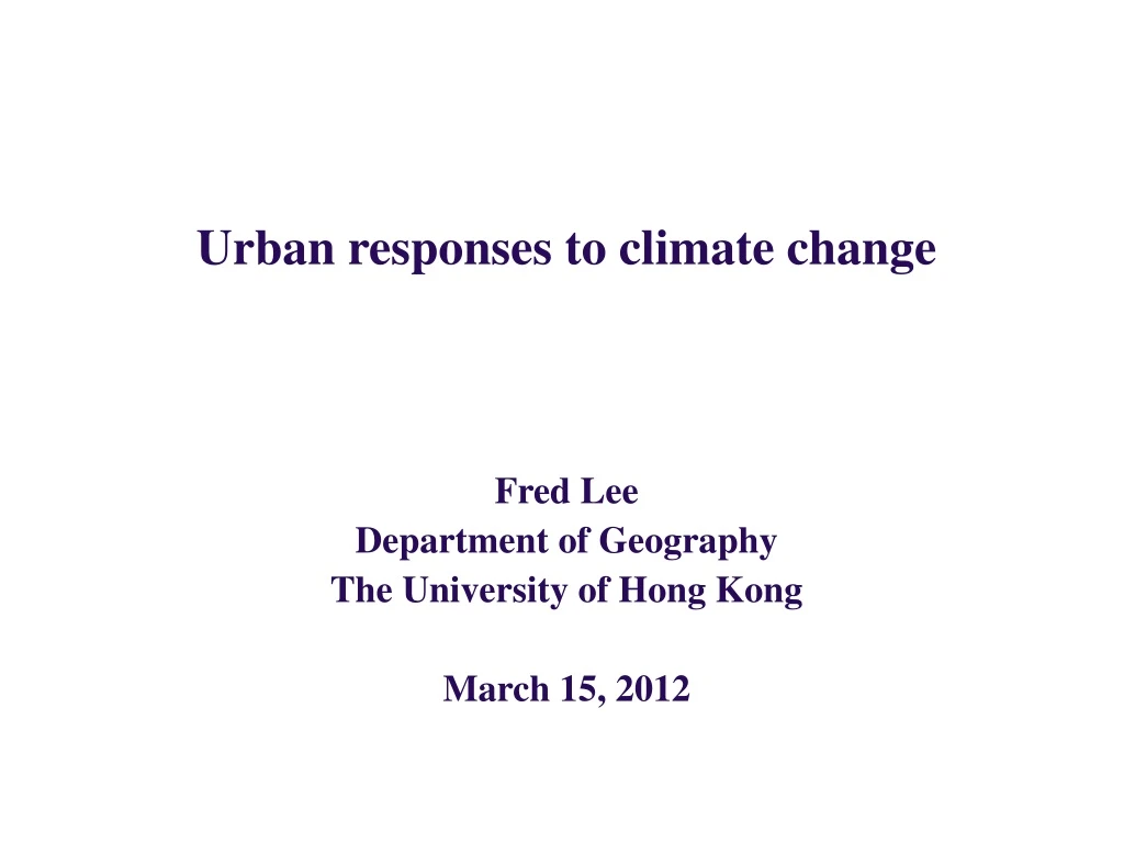 urban responses to climate change fred