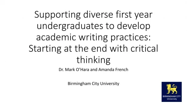 Dr. Mark O’Hara and Amanda French Birmingham City University
