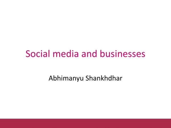 Social media and businesses