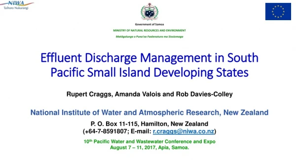 Effluent Discharge Management in South Pacific Small Island Developing States