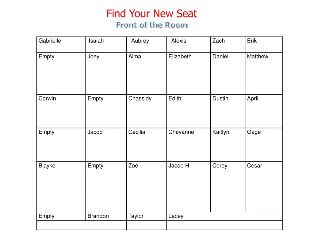 find your new seat