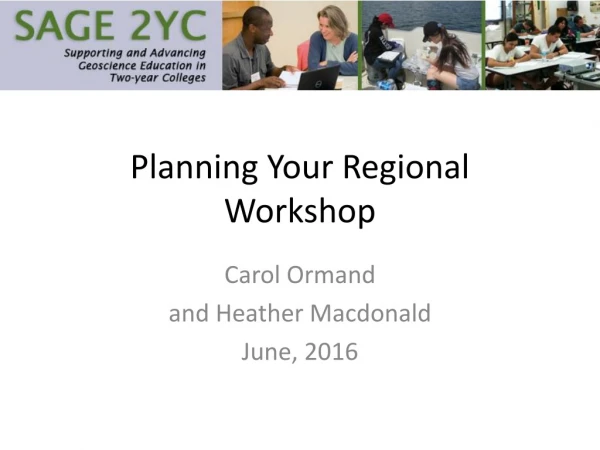 Planning Your Regional Workshop