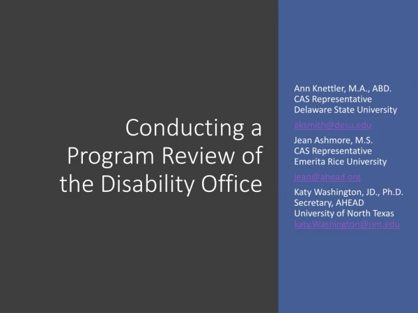 Conducting a Program Review of the Disability Office