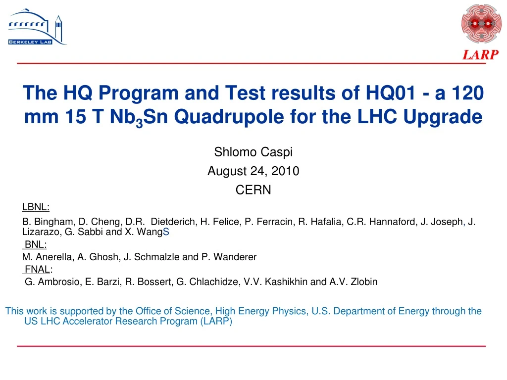 the hq program and test results of hq01 a 120 mm 15 t nb 3 sn quadrupole for the lhc upgrade