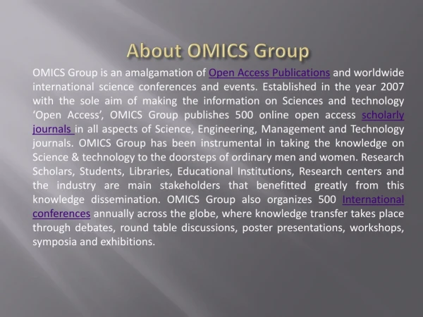 About OMICS Group