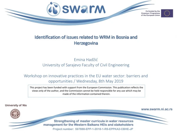 Identification of issues related to WRM in Bosnia and Herzegovina