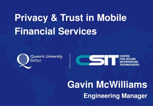 Privacy &amp; Trust in Mobile Financial Services