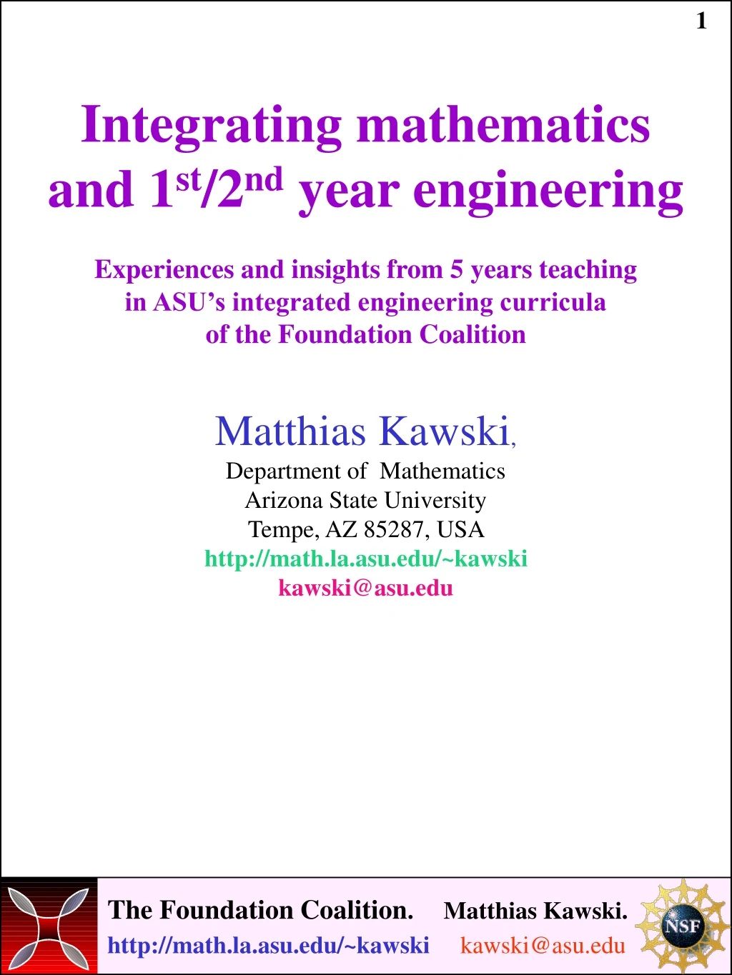 integrating mathematics and 1 st 2 nd year