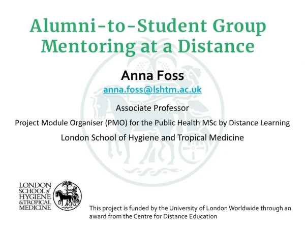 Alumni-to-Student Group Mentoring at a Distance